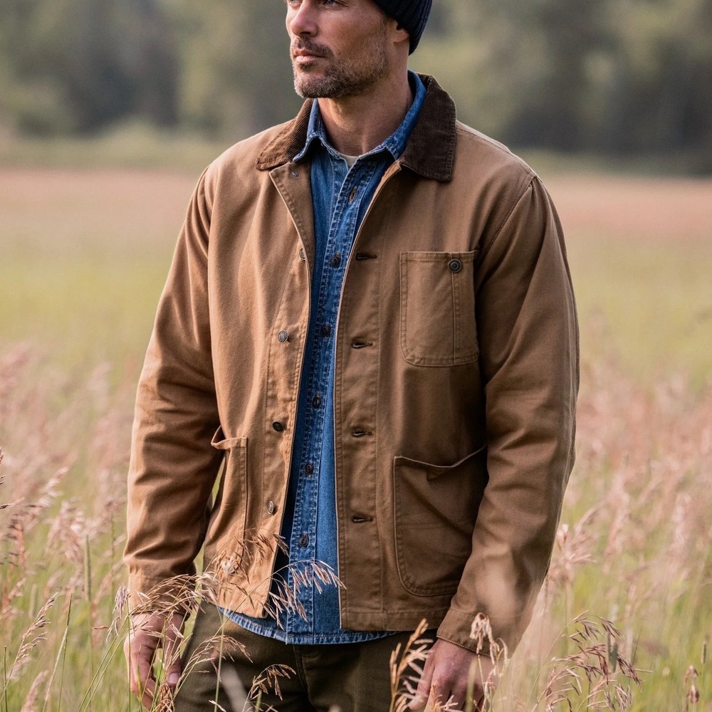 Line Of Trade Men's Size XL Heavy Duty Carpenter Chore Denim Jacket Coat Tan